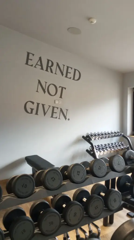 Earned Not Given text with equipment in Fitbox Bansko