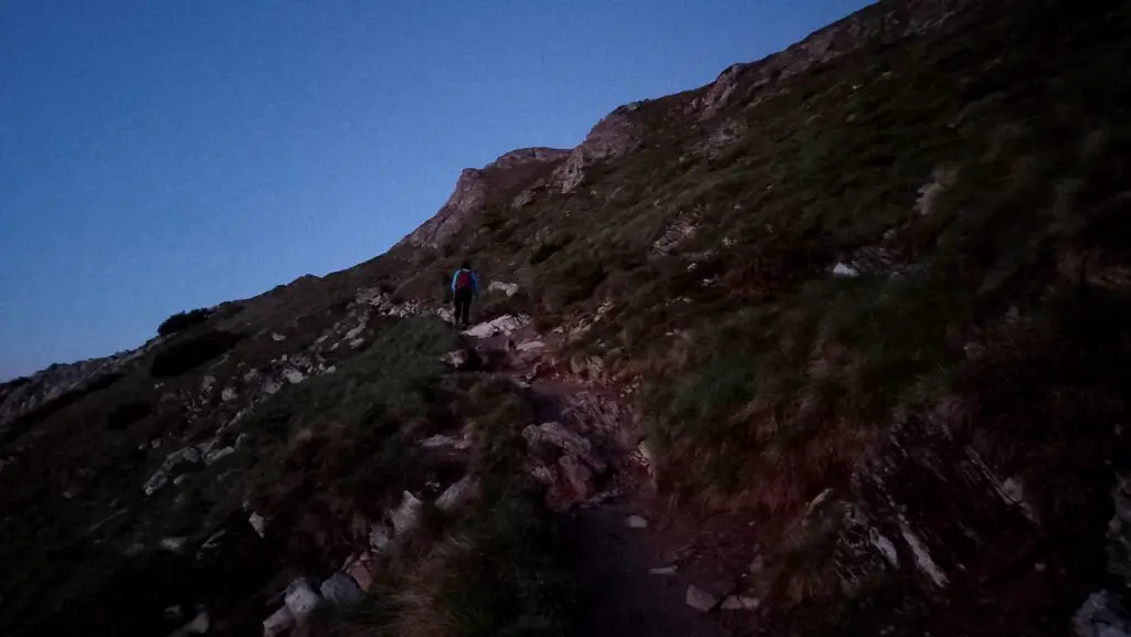 Walking up to Vihren Peak in the night