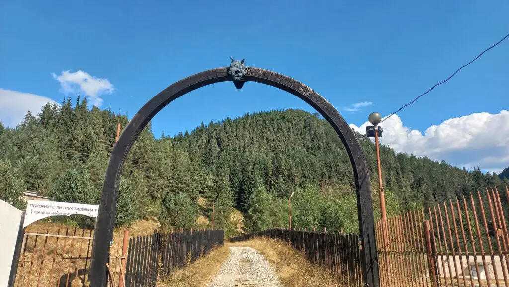 Gate at the parking lot of Devil's Throat Eco Trail in the Rhodope mountains