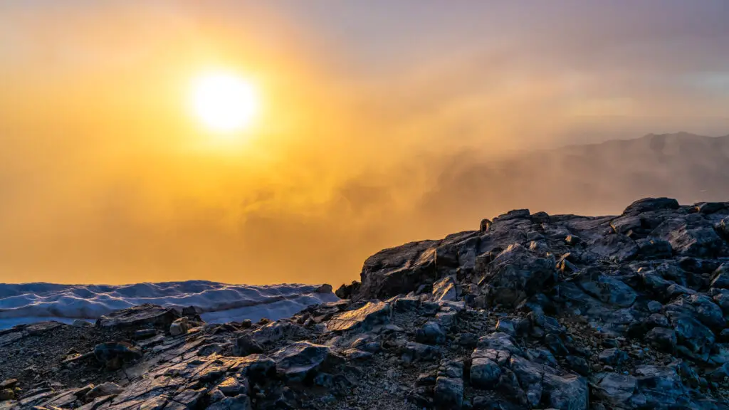 Sunrise on the Vihren Peak in Bulgaria