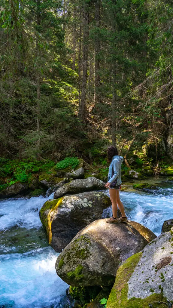 Jessica-on-rock-next-to-river-in-Pirin-National-Park